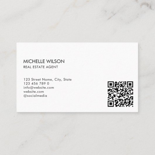 Moderne professionele onroerend goed foto QR code Visitekaartje (Achterkant)