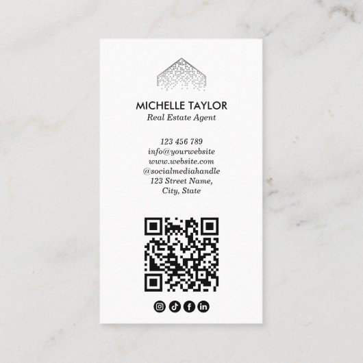 Moderne professionele onroerend goed foto QR code Visitekaartje (Achterkant)