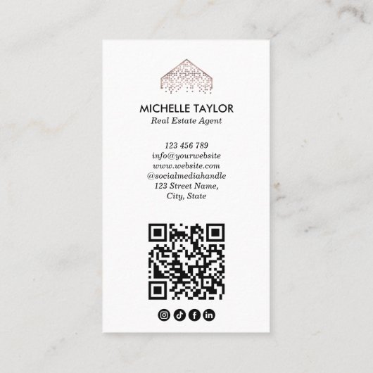 Moderne professionele onroerend goed foto QR code Visitekaartje (Achterkant)