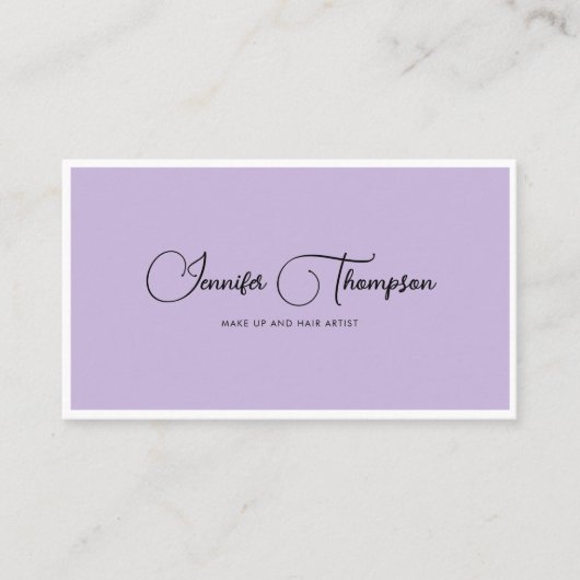 Moderne Professionele Paarse Manuscript QR Code Visitekaartje (Voorkant)