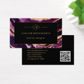 Moderne professionele Paarse zwarte Abstracte QR-c Visitekaartje (Bureau)