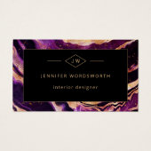 Moderne professionele Paarse zwarte Abstracte QR-c Visitekaartje (Voorkant)