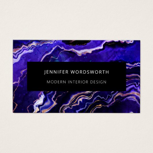 Moderne professionele Paarse zwarte Geode QR-code Visitekaartje (Voorkant)