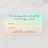 Moderne professionele pastelkleuren aanbevelingskaartje (Achterkant)