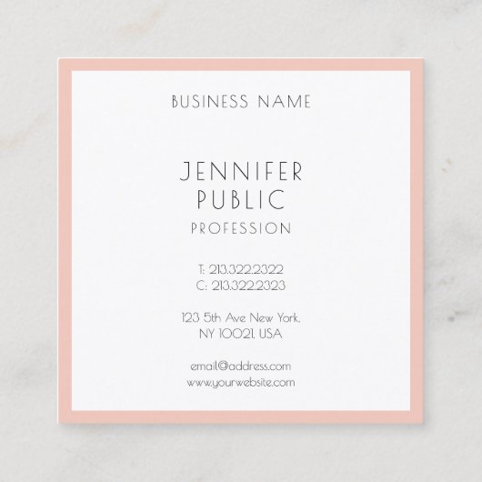 Moderne professionele persoonlijke Sjabloon Vierkante Visitekaartje (Achterkant)