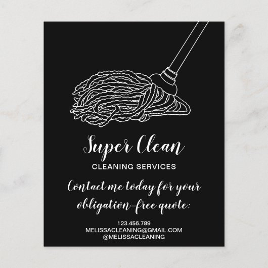 Moderne professionele poetsvrouw dweil schoonmaken flyer (Achterkant)