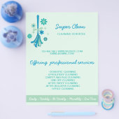 Moderne professionele poetsvrouw reinigt commercie flyer (Enkel)