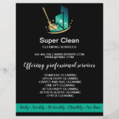 Moderne professionele poetsvrouw reinigt commercie flyer (Voorkant)