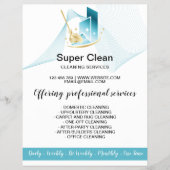 Moderne professionele poetsvrouw reinigt commercie flyer (Voorkant)