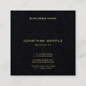 Moderne Professionele Premium Zwart Goud Naam Teks Vierkante Visitekaartje (Achterkant)