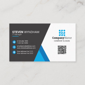 Moderne professionele QR-code - blauw Visitekaartje