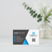 Moderne professionele QR-code - blauw Visitekaartje (Staand voorkant)