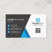 Moderne professionele QR-code - blauw Visitekaartje (Voorkant)