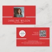 Moderne professionele QR CODE logo foto rood Visitekaartje (Voorkant / Achterkant)