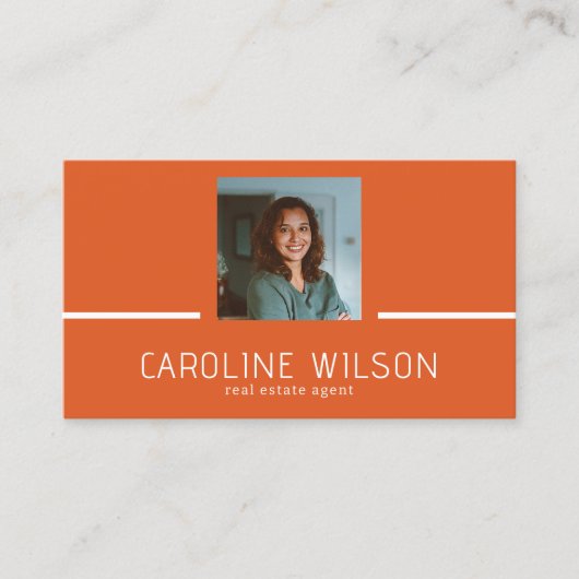 Moderne professionele QR CODE logo foto sinaasappe Visitekaartje (Voorkant)