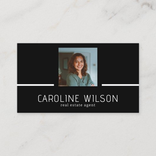 Moderne professionele QR CODE logo foto zwart Visitekaartje (Voorkant)