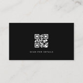 Moderne Professionele QR Code Minimalistische Zwar Visitekaartje (Achterkant)