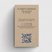 Moderne professionele QR-code voor Kraft Foto Visitekaartje