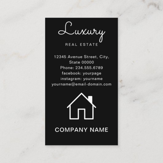 Moderne professionele Real Estate Realtor voegt fo Visitekaartje (Achterkant)