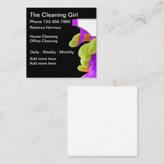 Moderne professionele reinigingsservice vierkante visitekaartje (Voorkant / Achterkant)
