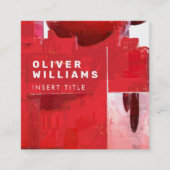 Moderne professionele rode Abstracte structuur Vierkante Visitekaartje (Voorkant)