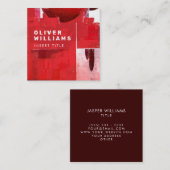Moderne professionele rode Abstracte structuur Vierkante Visitekaartje (Voorkant / Achterkant)