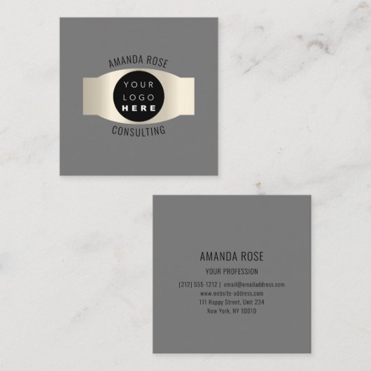 Moderne professionele roomkleurige Logo Vierkante Visitekaartje (Voorkant / Achterkant)