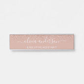 Moderne professionele Roos Gold Blush Pink Glitter Deurbordje (Voorkant)