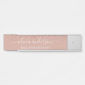 Moderne professionele Roos Gold Blush Pink Glitter Deurbordje (Voorkant)