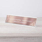 Moderne professionele Roos Gold Sparkle Glitter Bureau Naambordje (Voorkant)