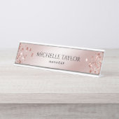 Moderne professionele Roos Gold Sparkle Glitter Bureau Naambordje (Voorkant)