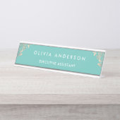 Moderne professionele Roos Gold Sparkle Glitter De Bureau Naambordje (Voorkant)