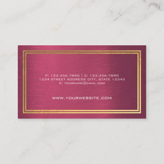 Moderne professionele, roze, frambozenolie-Lijst Visitekaartje (Achterkant)