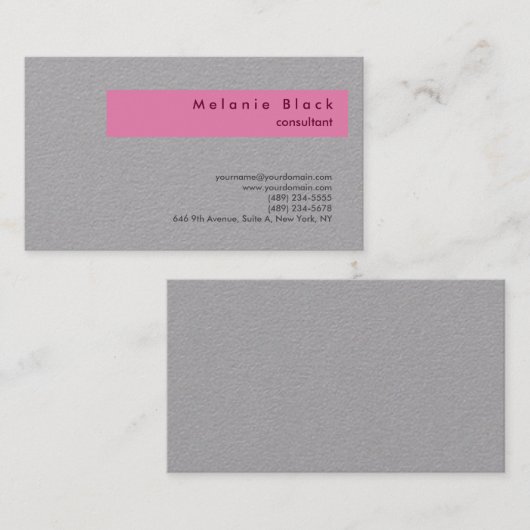 Moderne Professionele Roze Grijs Consultant Manage Visitekaartje (Voorkant / Achterkant)