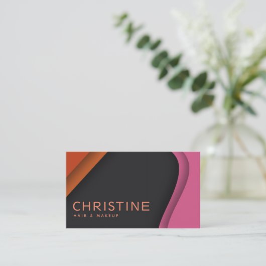 Moderne professionele roze oranje Qr-code Visitekaartje (Staand voorkant)