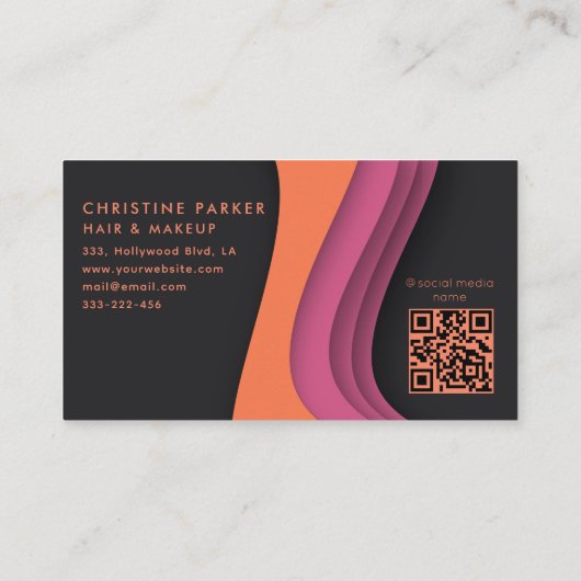 Moderne professionele roze oranje Qr-code Visitekaartje (Achterkant)