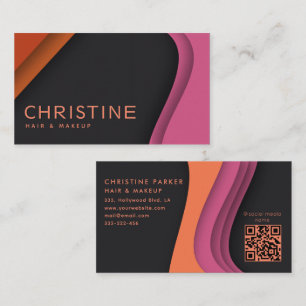 Moderne professionele roze oranje Qr-code Visitekaartje