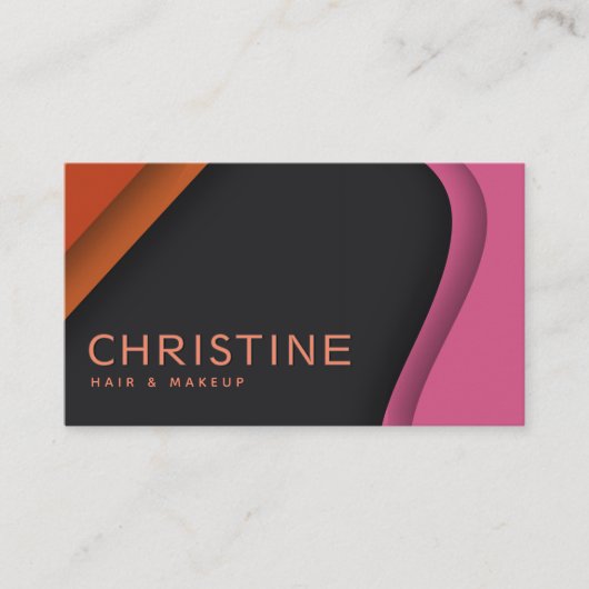 Moderne professionele roze oranje Qr-code Visitekaartje (Voorkant)