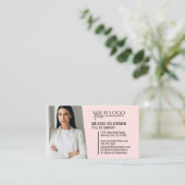 Moderne professionele roze QR-code fotologo Visitekaartje (Staand voorkant)