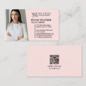 Moderne professionele roze QR-code fotologo Visitekaartje (Voorkant / Achterkant)