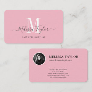 Moderne professionele roze signatuurfoto visitekaartje