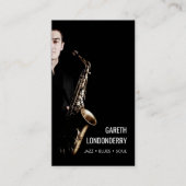 Moderne Professionele Saxofonist Muzikant Foto Visitekaartje (Voorkant)