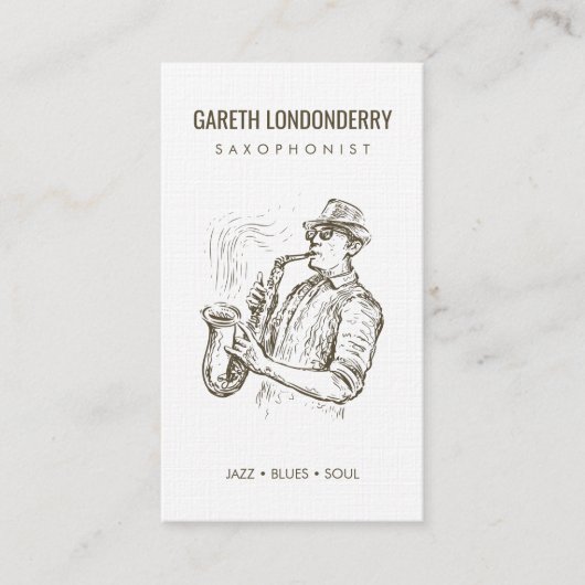 Moderne professionele saxofonist QR-code Visitekaartje (Voorkant)