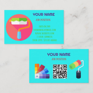 Moderne professionele schilder QR-code cyaan Visitekaartje