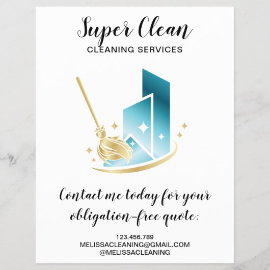 Moderne professionele schoonmaakbeurtkantoor flyer (Achterkant)