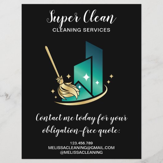 Moderne professionele schoonmaakbeurtkantoor flyer (Achterkant)