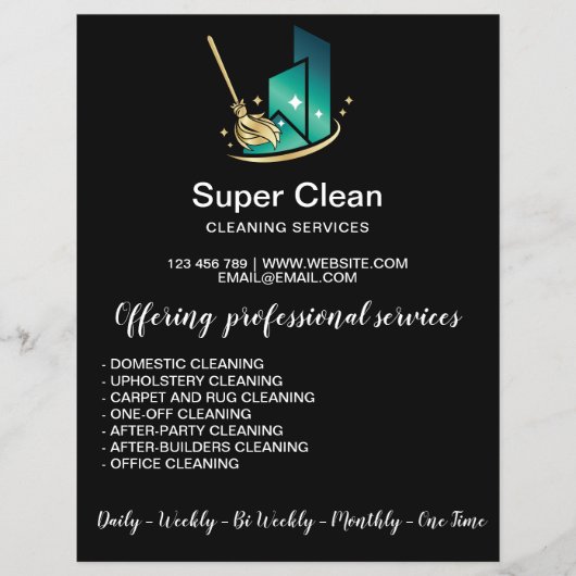 Moderne professionele schoonmaakbeurtkantoor flyer (Voorkant)