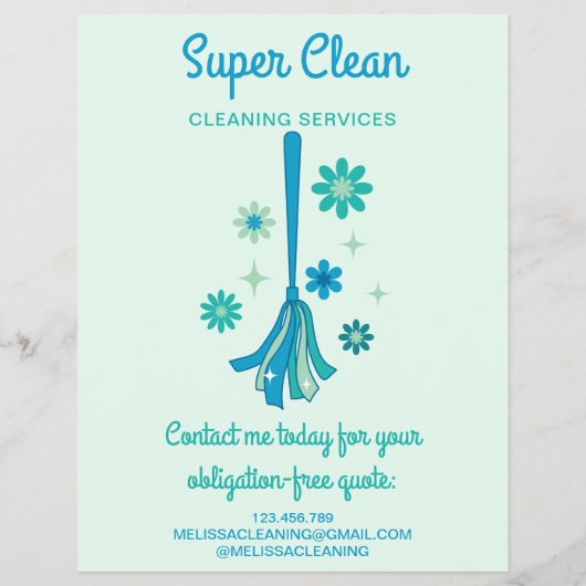 Moderne professionele schoonmaakbeurtkantoor flyer (Achterkant)