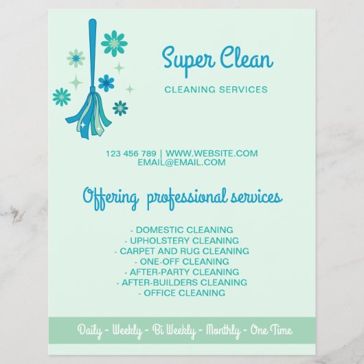 Moderne professionele schoonmaakbeurtkantoor flyer (Voorkant)