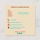 Moderne professionele schoonmaakdiensten Rood en B Vierkante Visitekaartje (Achterkant)